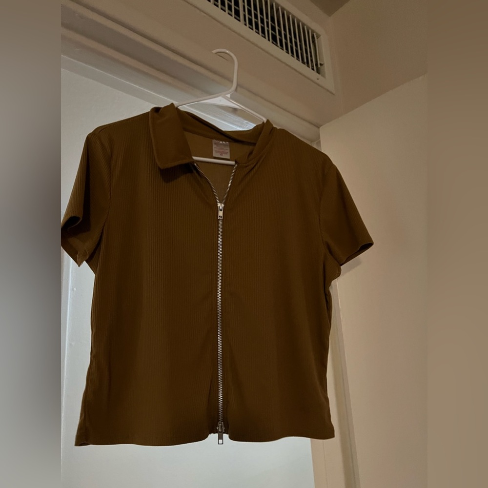 Zip Up Top, X-Large, Tan